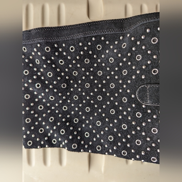 Michael Kors SALLY Black Suede Studded Grommet Slouchy Tall Boots - Picture 4 of 7